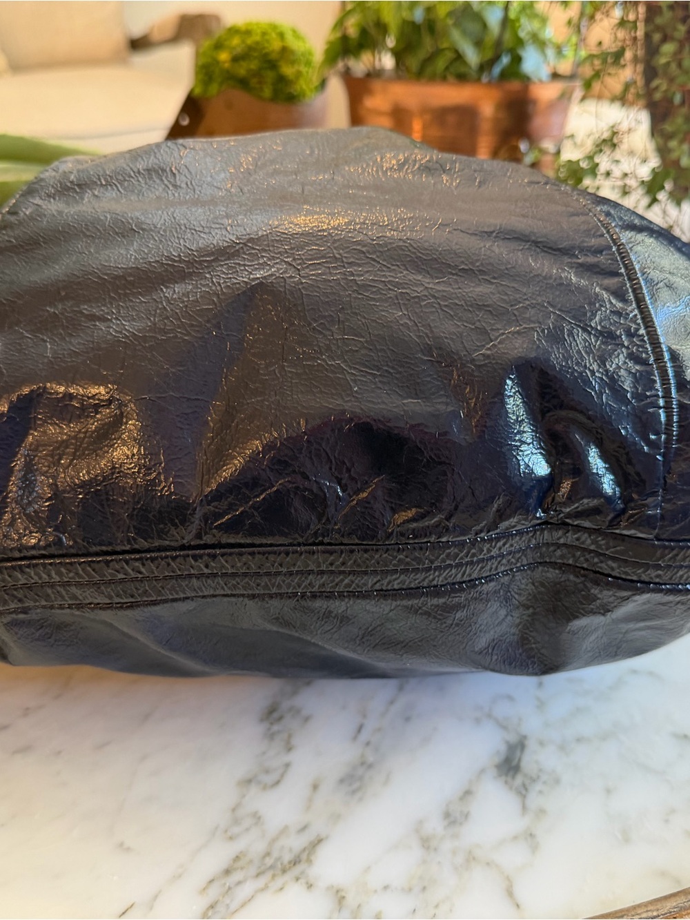 Marc Jacobs Navy Patent Leather Shoulder Bag Silver Chain - Picture 4 of 11